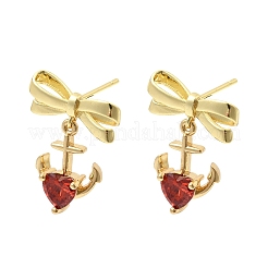 Brass Micro Pave Cubic Zirconia Stud Dangle Earring&nbsp;EJEW-H108-20A-G