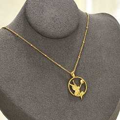 Brass & Acrylic Greek goddess Flat Round Pendant Necklaces&nbsp;NJEW-R018-01G