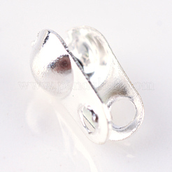 鉄のボールチープ  カロット終了  カドミウムフリー＆鉛フリー  クラムシェルノットカバー  銀色のメッキ  4x2mm  穴：1mm  1.5mm内径  約620個/20g&nbsp;X-IFIN-R199-01S