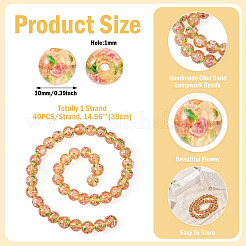 1 Strand Handmade Glod Sand Lampwork Beads Strands&nbsp;LAMP-TA0002-09D