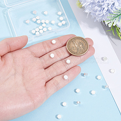 真鍮ビーズ50個  長持ちメッキ  フラットラウンド  925銀メッキ  5x3mm  穴：1mm&nbsp;KK-BBC0027-40P