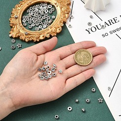 100個10スタイルチベットスタイルアロイスペーサービーズ  混合図形  アンティークシルバー  5~7x2~4mm  穴：1~3mm  10個/スタイル&nbsp;TIBEB-YW0001-14-1