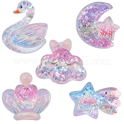 40Pcs 5 Styles Transparent Resin Decoden Cabochons&nbsp;CRES-BM0001-03