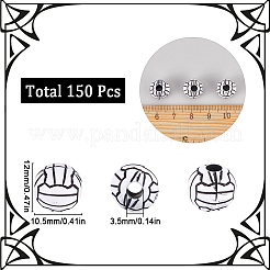 150個クラフトスタイルアクリルビーズ  スポーツビーズ  バレーボール  ホワイト  12x10.5mm  穴：3.5~4mm  150個/袋&nbsp;MACR-SC0002-20