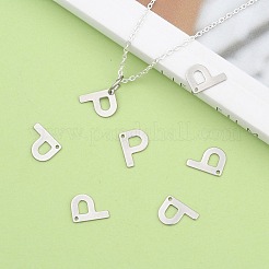 変色しにくい304ステンレススチールの文字チャーム  文字.p  11x8.5x0.8mm  穴：1mm&nbsp;LS-STAS-O072-P
