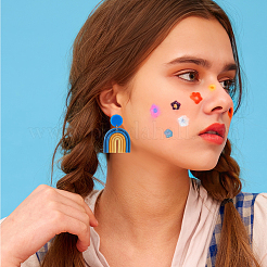 6 Pairs 6 Colors Polymer Clay Arch Dangle Stud Earrings for Women&nbsp;EJEW-AN0004-33