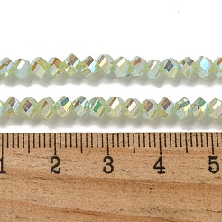 電気メッキガラスビーズセット  パール光沢メッキ  多面カット  双円錐形  淡緑色  4x4x3mm  穴：1mm  約149個/連  12.2~12.6''（31~32センチメートル）&nbsp;GLAA-Q105-04O