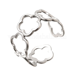 304ステンレススチールカフオープンリング  花  ステンレス鋼色  10mm  内径：19mm&nbsp;SA-CBA383B-02P