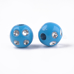 メッキアクリルビーズ  ライン入り  ラウンド  ミックスカラー  8x7mm  穴：2mm  約2000個/500g&nbsp;PACR-T006-01A