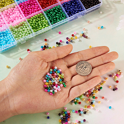 ABSプラスチックビーズ  24 グリッドプラスチックビーズ保管容器付き  ラウンド  ミックスカラー  4mm  145個/カラー  24色/箱  3480pc&nbsp;KY-TAC0013-03
