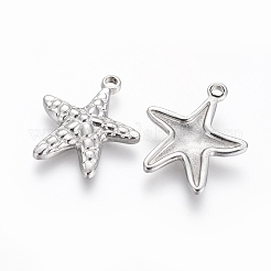 変色しにくい304ステンレススチールペンダント  ヒトデ/海星  ステンレス鋼色  23~23.3x19.7~19.8x3~4mm  穴：1.8~2mm&nbsp;STAS-I105-31P