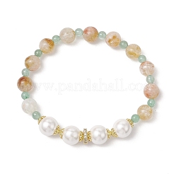 3Pcs Natural Green Aventurine & Citrine & Amethyst & White Jade Imitation Morganite Beaded Stretch Bracelets for Women&nbsp;BJEW-JB11932