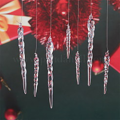 45Pcs Christmas Plastic Icicle Drop Pendant Decorations&nbsp;DIY-WR0003-04