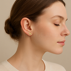 4 Pairs 2 Colors Brass Rhinestone Stud Earrings&nbsp;EJEW-GO0003-20