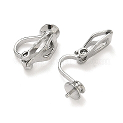 真鍮製クリップ式イヤリングパーツ  ニッケルフリー  長持ちメッキ  片穴パーツ用  プラチナ  13.5x6x8mm  穴：3mm  ピン：1mm&nbsp;KK-A281-28P