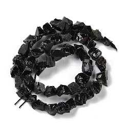 未加工の天然黒曜石ビーズ連売り  ナゲット  4~11x4.5~14.5x4.5~14.5mm  穴：0.8mm  約41~43個/連  15.35~15.94''（39~40.5センチメートル）&nbsp;G-B065-C20
