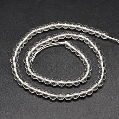 合成クォーツ丸ビーズ連売り  透明  4mm  穴：1mm  約100個/連  15.7インチ&nbsp;PIEG-J002-16-4mm