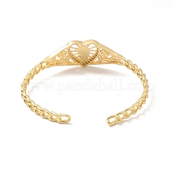Rack Plating Brass Heart with Virgin Mary Open Cuff Bangle for Women&nbsp;BJEW-M227-02G