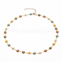Daisy Link Chain Necklaces & Bracelets Jewelry Sets&nbsp;SJEW-JS01138-01
