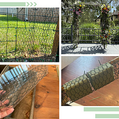 鉄製花柄金網1個  植物を保護し、花のアーチを飾る  DIYクラフト  濃い緑  95mm  3m / pc&nbsp;AJEW-SP0004-26
