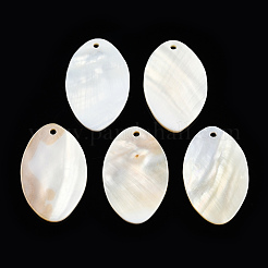 天然淡水シェルのペンダント  オーバルチャーム  乳白色  43~43.5x26.5x3~4 MMMM  穴：2.5mm&nbsp;SHEL-N026-214C-B01