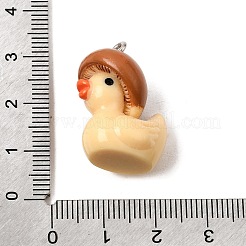 野菜をモチーフにした不透明樹脂製ペンダント  キノコダックチャーム  プラチナアイアンループ付き  サドルブラウン  25.5x19.5x14.5mm  穴：2mm&nbsp;RE-CBAD0A2-03A-P