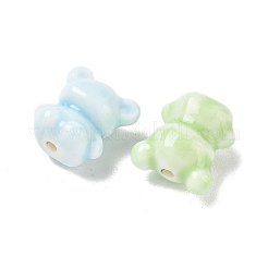 手作りの磁器ビーズ  光沢釉の磁器  クマ  ミックスカラー  16.5~17x14.5x10mm  穴：1.5mm&nbsp;PORC-C012-03
