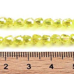 電気メッキガラスビーズセット  多面カット  鐘  きいろ  4x3.5~4mm  穴：1mm  約98個/連  13.70''（34.8センチメートル）&nbsp;EGLA-D030-T4mm-B04