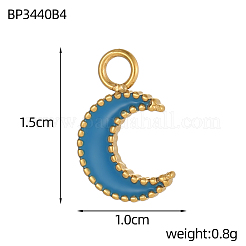 ムーンチャーム 304ステンレススチール エナメルペンダント  18KGP本金メッキ  イオンプレーティング（ip）  ミックスカラー  15x10mm&nbsp;STAS-OY004-08G