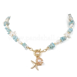 Ocean 304 Stainless Steel Starfish & Alloy Shell Shape Pendant Necklaces&nbsp;NJEW-JN06291