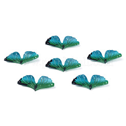 プラスチックチャーム  葉  ライトシーグリーン  16x30.5x3.5mm  穴：0.9mm&nbsp;KY-N015-178A