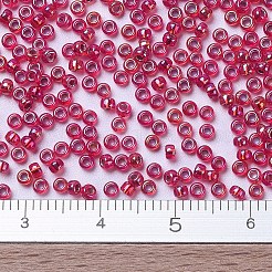MIYUKIラウンドロカイユビーズ  日本製シードビーズ  （rr1010)シルバーライニングフレームレッドab  11/0  2x1.3mm  穴：0.8mm  約5500個/50g&nbsp;SEED-X0054-RR1010