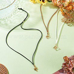 3Pcs Faux Suede Macrame Pouch  Pendant Necklaces&nbsp;NJEW-TAC0052-01