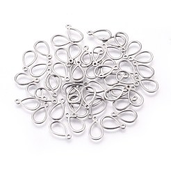 変色しにくい304ステンレススチールのオープンペンダント  ティアドロップ  ワイヤー  ステンレス鋼色  12x7x0.8mm  穴：1mm&nbsp;X-STAS-F187-02P