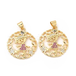 Brass Micro Pave Cubic Zirconia Pendants&nbsp;KK-H441-28G