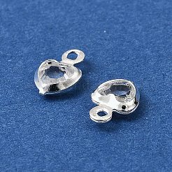 ハート真鍮ガラスチャーム  カドミウムフリー＆鉛フリー  ラックめっき  長持ちメッキ  多面カット  銀  ミックスカラー  7.5x5.5x2mm  穴：1mm&nbsp;KK-S385-01S