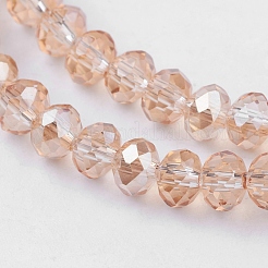 電気メッキガラスビーズセット  ファセットロンデル  淡いチソウ  4x3mm  穴：1mm  約123~127個/連  16.5~16.9インチ（42~43cm）&nbsp;EGLA-D020-4x3mm-71