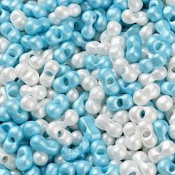 ガラスシードビーズ  不透明色の光沢  ピーナッツ  カラフル  5~6x2.5~3x3~3.5mm  穴：1~1.2mm  約5000個/ポンド&nbsp;SEED-L011-04A-18