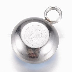 ガラスチャーム  多面カット  304ステンレススチール製金具付き  フラットラウンド  ライトブルー  14x10x6.5mm  穴：2.5mm&nbsp;GLAA-G019-P04