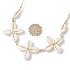 Brass Natural Cowrie Shell Necklaces&nbsp;NJEW-TA00188