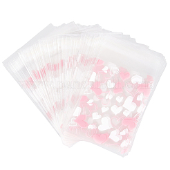 250Pcs Heart Printed Transparent OPP Cellophane Storage Bags&nbsp;OPP-SP0001-08