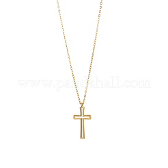 Hollow Cross 304 Stainless Steel Pendant Necklaces Ion Plating(IP)&nbsp;STAS-OY010-08G