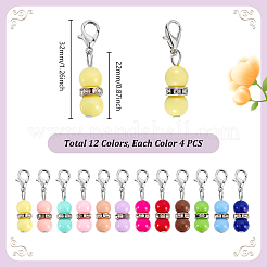 アクリルペンダントロッキングステッチマーカー  合金製カニカン付き  ミックスカラー  3.2cm  4個/カラー&nbsp;HJEW-PH02084