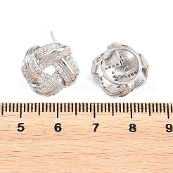 Brass Micro Pave Cubic Zirconia Stud Earrings&nbsp;EJEW-G471-45P