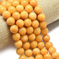 天然石マレーシアジェイドビーズ連売り  染め＆加熱  ラウンド  ゴールド  11.5~12.5mm  穴：1.2mm  約35個/連  14.96インチ（38cm）&nbsp;G-L645-A01-12mm-10
