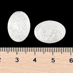 天然ホワイトシェル彫刻カボション  カメオの女性が描かれた楕円形  12.5x2.5mm&nbsp;SSHEL-I026-02A-03