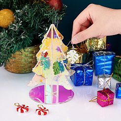 虹色のアクリルイヤリングディスプレイスタンド  クリスマスツリー型のイヤリングオーガナイザーホルダー  カラフル  完成品：12.5x12.4x15cm  約3個/セット&nbsp;EDIS-WH0012-40C