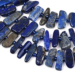 天然石ラピスラズリビーズ連売り  ナゲット  シードビーズで  5~18x3.5~8.5x2.5~6.5mm  穴：0.7~1mm  約46~51個/連  15.35''~16.14''（39~41センチメートル）&nbsp;G-K393-B05