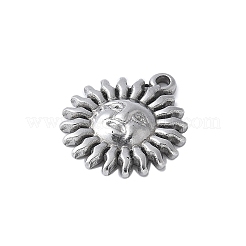 304ステンレススチールチャーム  太陽のチャーム  変色防止  ステンレス鋼色  15x13x2.5mm  穴：1.4mm&nbsp;STAS-E548-06P