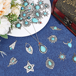 48Pcs 12 Styles Dyed Synthetic Turquoise Pendants&nbsp;FIND-ME0003-33